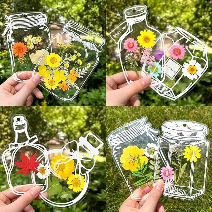 40PCS DIY Transparent Dried Flower Bookmark Kit, Cute Bookmark Making Kit for Women, Men, Crafts for Seniors to Make Your Own Personalized Bookmark, Gifts for Readers, Kids, Teens, Adults