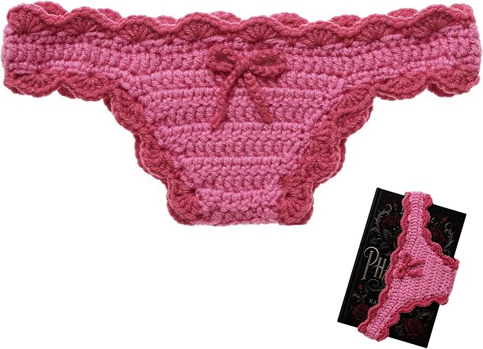 Crochet Bikini Bookmarks for Women, Underwear Shaped Bookmark | Handmade, Page Holder, Bookish Gift for Book Lovers, Soft Stretchy Acrylic Yarn, Rose Red