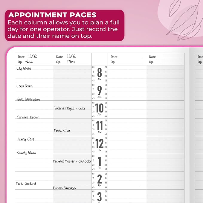 GoGirl Salon Appointment Book – Reservation Book for Beauty Salons, Spas, Hair Stylists, Estheticians – Appt Booking Planner, 7x10″ (Hot Pink)