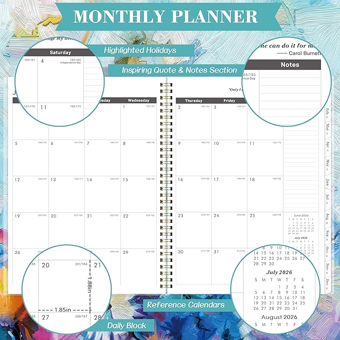 2026-2031 Monthly Planner - 5 Year Monthly Planner/Calendar 2026-2031, July 2026 - June 2031, 9" x 11", Twin-Wire Binding, 60 Month Tabs, Back Pocket, Notes, Holidays, Transparent Waterproof PP Cover