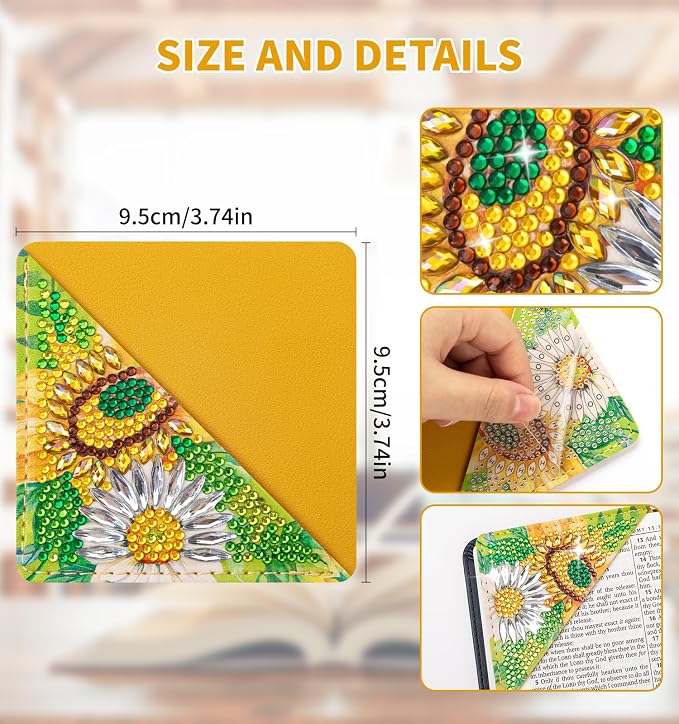 8 PCS Diamond Art Bookmarks, Diamond Painting Bookmarks for Book Lovers 5D DIY Corner Bookmark Adults Crafts Diamond Art Kits for Adults Kids Home Office Beginner Gift