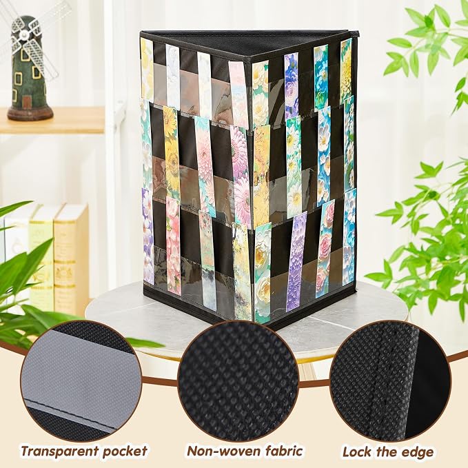 Faccito Bookmark Display Stand, Three-Sided Portable Holder with Multi-View Display, Black Desktop Rack for Bookmarks, Valentine-Themed Designs, Vendor Booths, Retail Stores