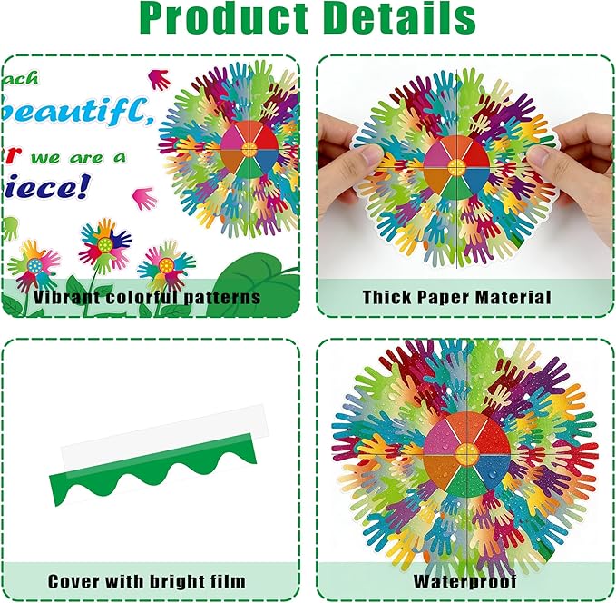 Spring Tree Bulletin Board Set – Watercolor Handprint Flowers Classroom Decor – Colorful Cutouts for Library, Home, Window, Wall Displays – Spring Party Supplies for Teachers