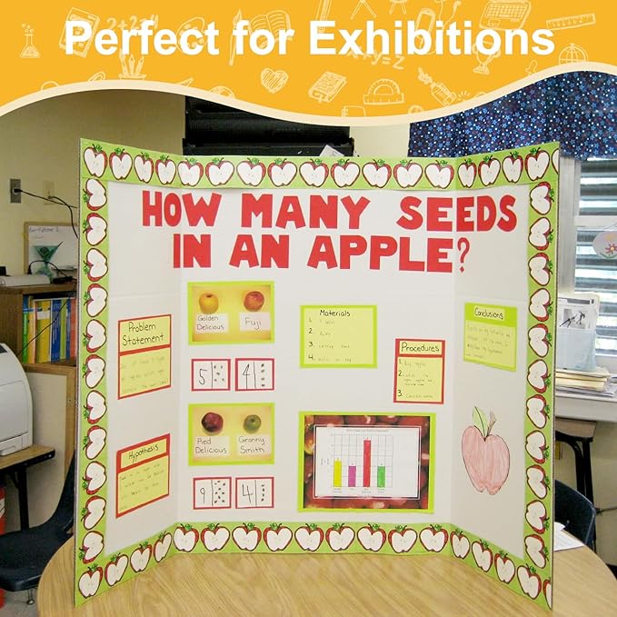 Trifold Poster Board 36"x48", 2 Pack White Extra Large Corrugated Display Board Foldable Board for School Projects, Science Fair, Business Presentations, Photo Displays, Graduation Exhibitions