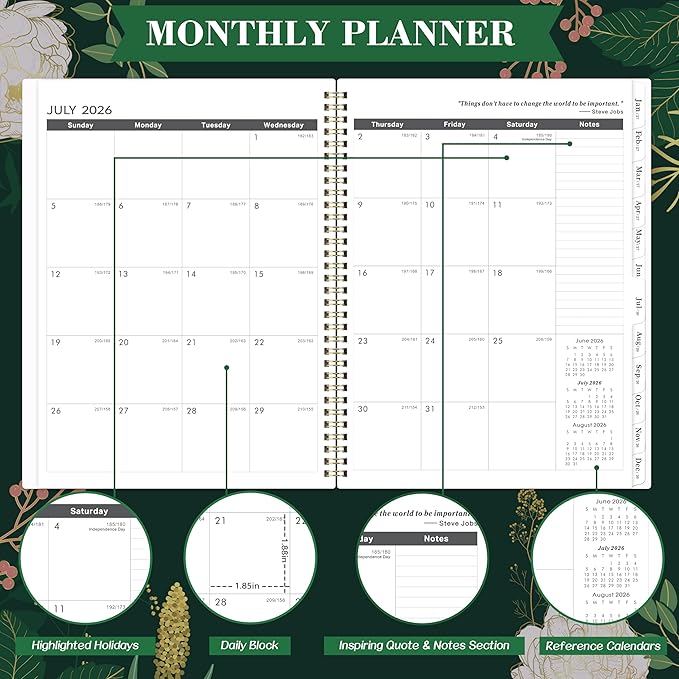 2026-2028 Monthly Planner - 2 Year Monthly Planner/Calendar 2026-2028, July 2026 - June 2028, 11" x 9", 24 Monthly Planner with Tabs, Back Pocket, Holidays, Twin-Wire Binding, Note Pages