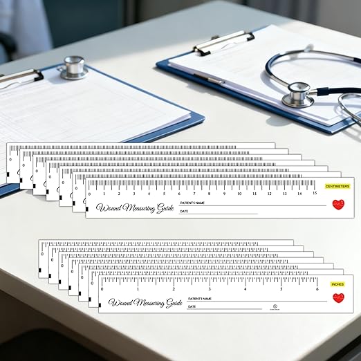 100 Pcs 1.18×7.08 Inch Wound Measuring Tape Wound Ruler Double Sided Disposable Paper Tape Measure - Wound Measuring Guide Ruler for Nurses Body Wound Care and International Nurses Day