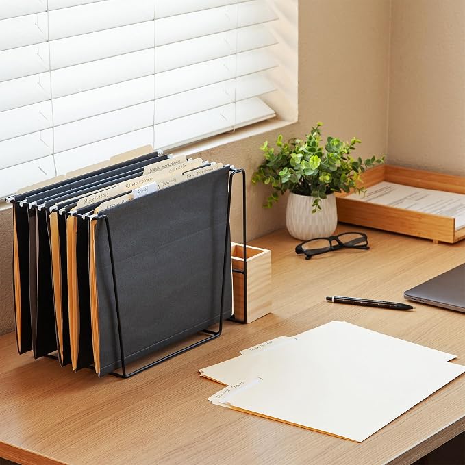 Oxford Hanging File Folders, 6 Pack, Letter Size (8.5" x 11"), Black, 1/5 Cut for 5 Tab Positions, Includes Tabs and Inserts, Hanging Files for Office and Document Organization