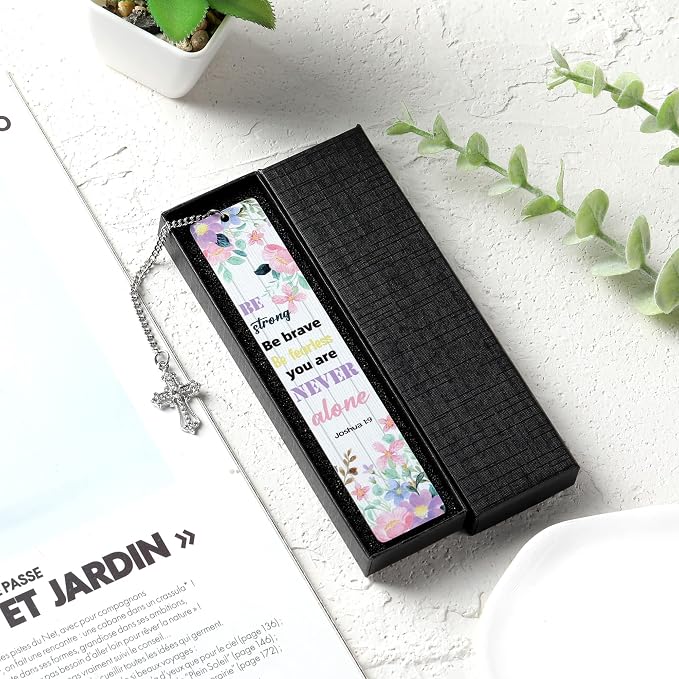 Christian Bible Bookmarks Gift: Inspirational Scripture Book Mark for Reading, Metal Aesthetic Page Marker Clips, Gifts for Women Book Lovers Teen Girls School Office with Cross Pendant Gift Box