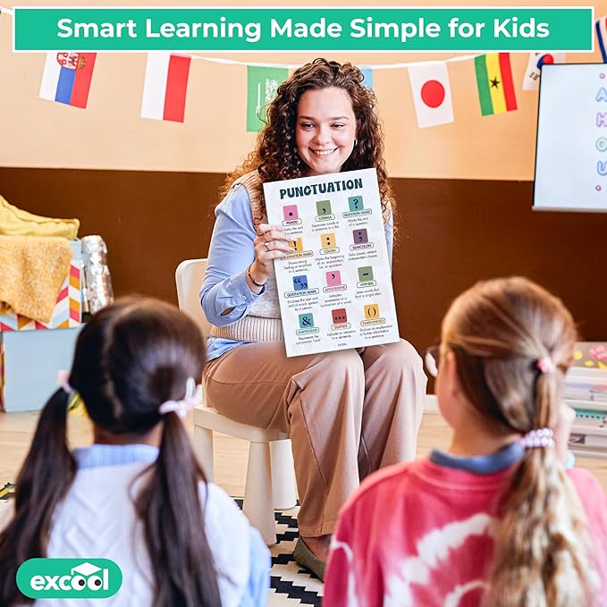 EXCOOL CLUB Boho Parts Of Speech Posters For Classroom Decor - 16 English Grammar Posters For Elementary, Ela Poster For Middle School Classroom Must Haves, Language Arts Teacher Supplies (11x17')