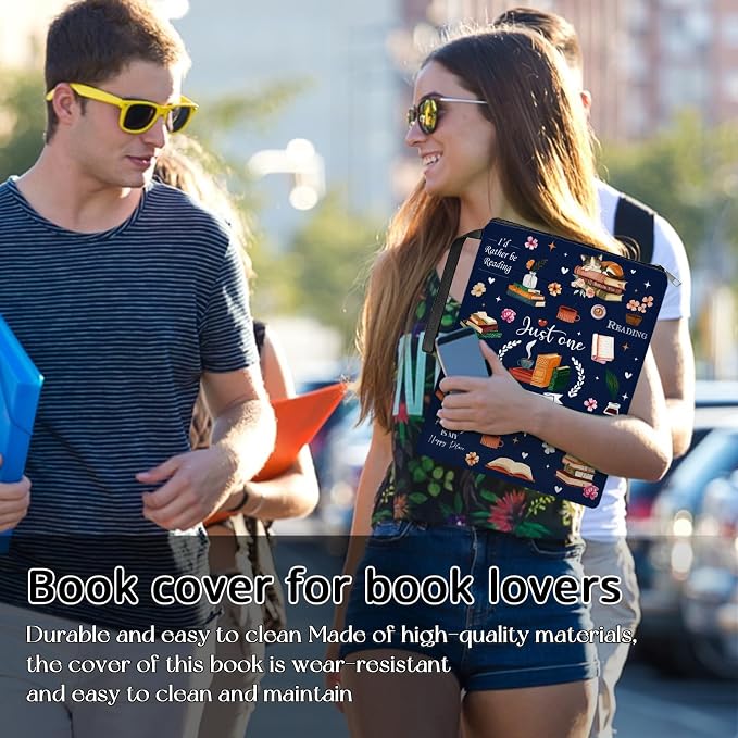Book Sleeve for Book Lovers Waterproof Memory Fabric Book Sleeve with Zipper Reading Book Cover for Young Adults, Learning Supplies for Students, Gifts for Chritsmas Thanksgiving 11.2x8.3in