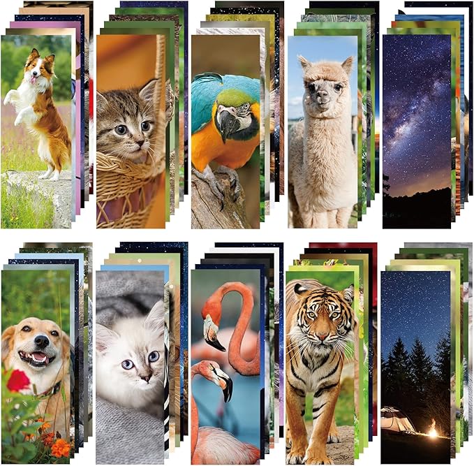 Chinco 120 Pieces Bookmarks for Kids Set Gifts Inspirational Motivational Paper Bookmarks Pack for Book Lovers Adults Teacher Women Funny Reading Gifts(Vivid Animal)