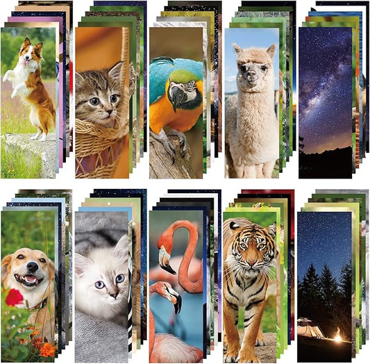 Chinco 120 Pieces Bookmarks for Kids Set Gifts Inspirational Motivational Paper Bookmarks Pack for Book Lovers Adults Teacher Women Funny Reading Gifts(Vivid Animal)
