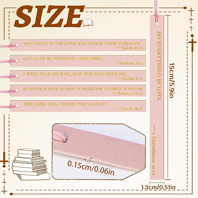 20PCS Leather Bookmark Bible Bookmarks for Reading Women Men Teacher Book Lovers Gifts, Cute Page Markers Book Marks Religious Christian Bookmarks Inspirational Bible Verse Scripture (Light Pink-1)