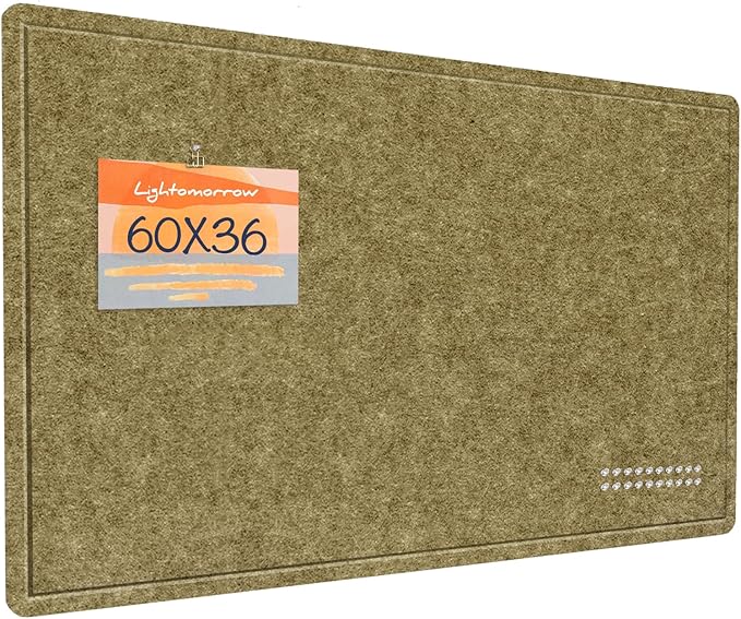 Large Bulletin Board - 60 x 36 Inches, Decorative Felt Pin Board for Wall - 5' x 3' Foldable Photo Display Board with Self-Adhesive Tape, Includes 20 Push Pins - Olive
