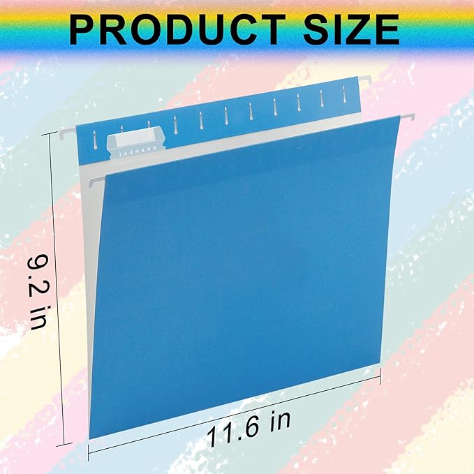 pmybupo Blue 6 Pack Hanging Colored Folder File Cabinet Organizer Letter Size 1/5 Cut Adjustable Label Decoration Home Office School Classroom