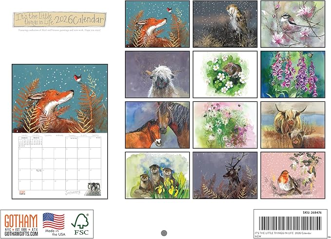 Alex Clark It's The Little Things In Life Calendar 2026 Nature Animal Monthly Wall Calender 12 Month | American Made In The USA