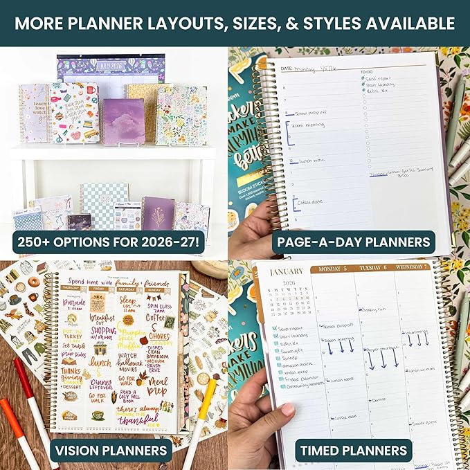 bloom daily planners HARDCOVER Planner 2026-2027 (8.5" x 11") Academic Year (July 2026 - July 2027) - 13 Months Task Goal Planner for Women - Monthly & Weekly Agenda Book - Blooming Wildly