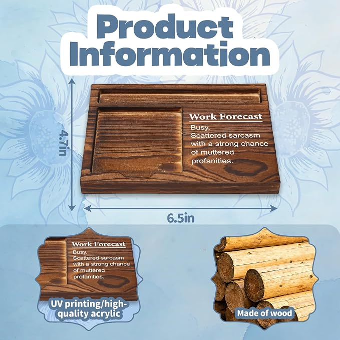 FOUGSTA Funny Office Gifts for Women, Gag Office Gifts for Women, Decor Present for Friend,Wooden Notepad Pen Holder With Funny Quotes,16.5 x 12 x 1.5 cm,XXN10