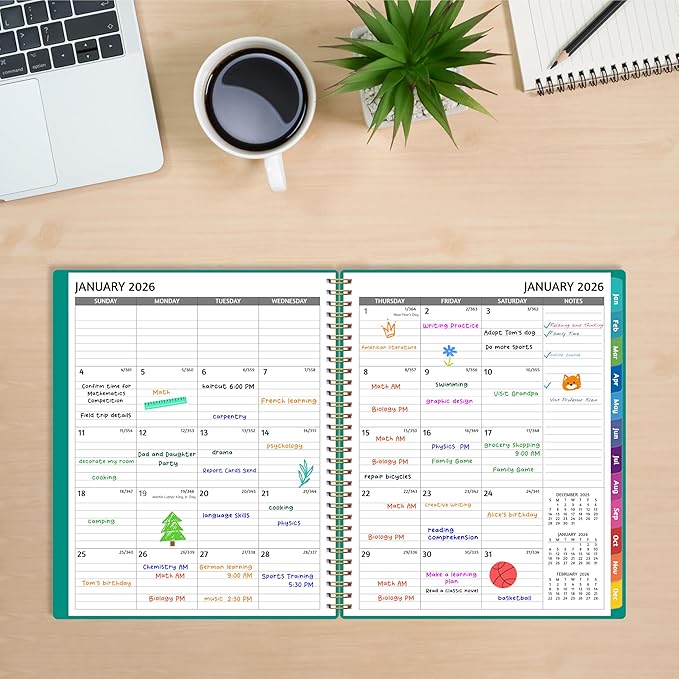 2026 Appointment Book - January - December 2026, Appointment Planner with Weekly ＆ Monthly Spread, 8.5'' x 10.5'', Large, 15 Minute Increments, 2026 Daily Planner with Pockets, Tabs, Soft Cover, Green
