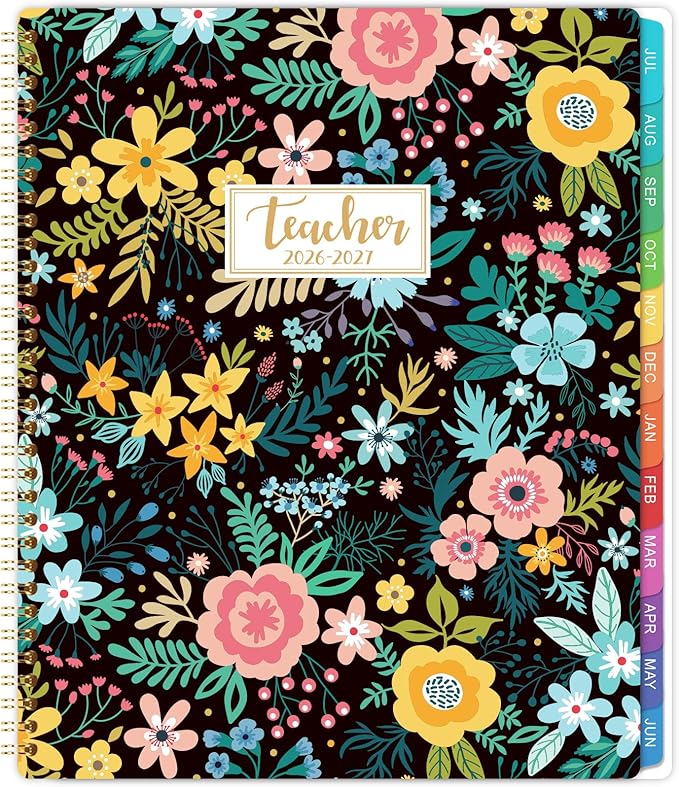 Teacher Planner 2026-2027 - Teacher Lesson Planner 2026-2027, from July 2026 to June 2027, 8.5" x 11", Spiral Bound Planners, Weekly & Monthly Planners with Colourful Monthly Tabs