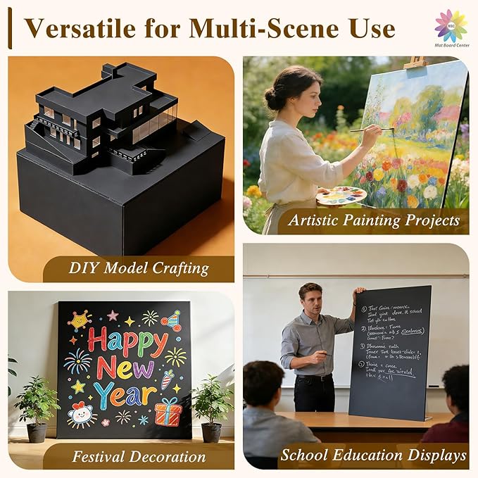 Mat Board Center, 12 Pack 9x12 Black Foam Boards, Acid Free Foam Core Board, 1/8 inch Thick