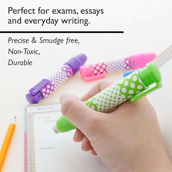 BAZIC Products Retractable Stick Erasers Dot.ted, Mechanical Pencil Eraser, Large Size Click Eraser for Art Drawing Sketching (2/Pack), 144-Packs
