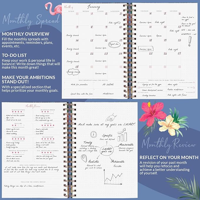 PLANBERRY Large Weekly Planner Premium – Undated Life & Budget Planner – Organizer & Productivity Journal, 8x10.4″ (Rose Flamingo)