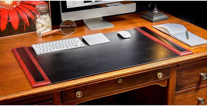 Dacasso Rosewood and Leather Desk Set, 8-Piece