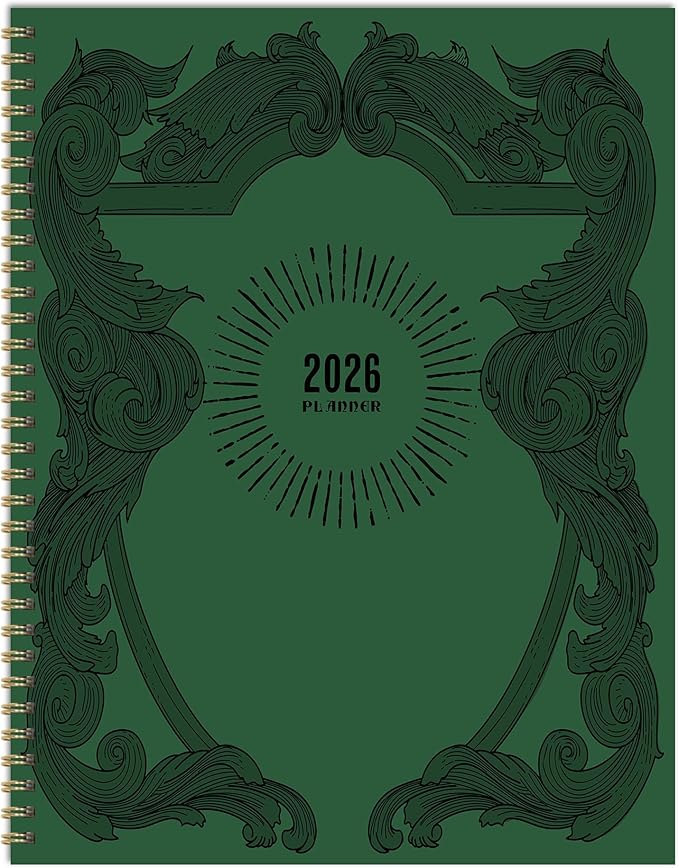 TF Publishing 2026 Crest Large Weekly Monthly Planner with 12-Month Calendar Grid, Goals and Task Trackers, Notes Section, and Stickers - Large Planner for School or Work - 9in x 11in