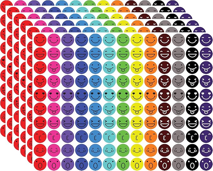 Smiley Face Stickers - 2600 PCS Happy Face Stickers, 3/4 Inch Colorful Round Stickers for Teachers Rewards, Kids, Students, Classroom Incentives, Behavior Charts, Crafts