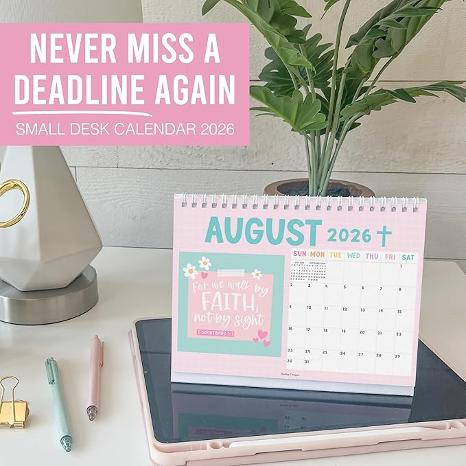 Small Desk Calendar 2026-18-Month 2026 Desk Calendar Small for Home, Office & Classroom, Standing Flip Desks Calendars 2026-2027, Teacher Appreciation Gifts, Graduation Gifts