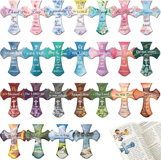 25Pack Magnetic Bookmarks Christian Bookmarks Bulk Cross Bible Bookmark for Reading Women Men Kids Teacher Book Lovers Gifts, Religious Magnet Bookmark Clips Personalized Book Markers (Multi-Style)