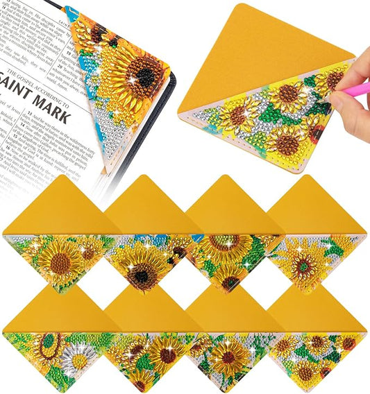 8 PCS Diamond Art Bookmarks, Diamond Painting Bookmarks for Book Lovers 5D DIY Corner Bookmark Adults Crafts Diamond Art Kits for Adults Kids Home Office Beginner Gift