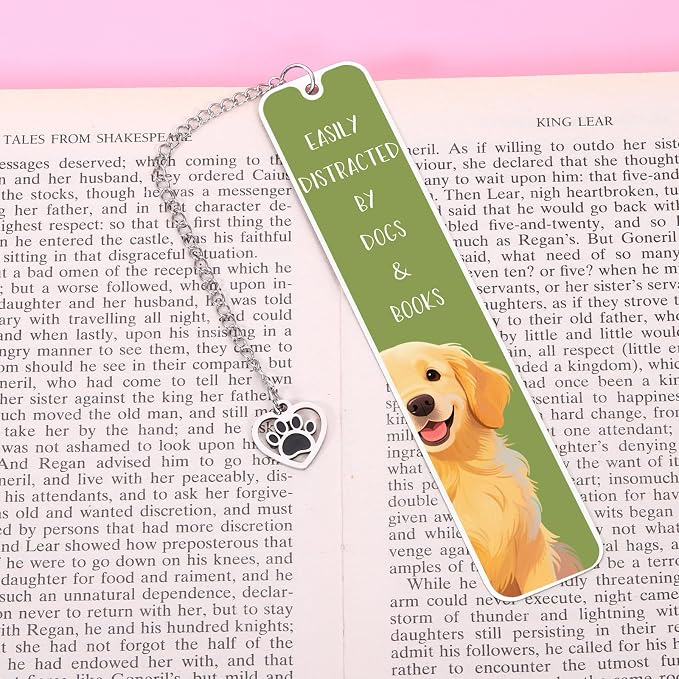 Dog Dad Fathers Day Gifts for Husband, Funny Fathers Day for Golden Dogs Dad Gift, Golden Bookmark for Women Men, Book Club Gift for Dogs Lovers Kids Adults, Reading Accessories for Book Lover Nerds
