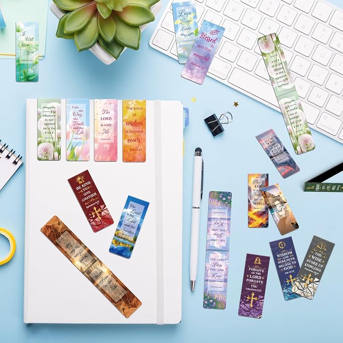 144Pack Magnetic Bookmarks Christian Bookmarks Bulk Bible Bookmark for Reading Women Men Kids Teacher Book Lovers Gifts, Religious Magnet Bookmark Clips Cute Personalized Book Marks (Multi-Style)