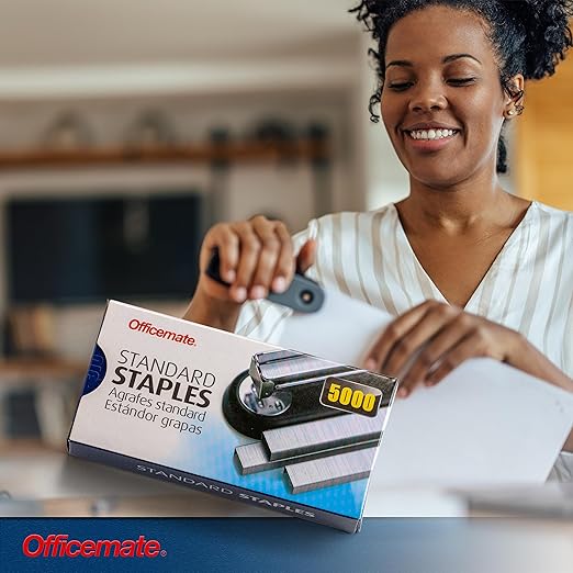 Officemate Standard Staples, 1/4″ Full-Strip General Purpose Staples, Fits Standard Desktop and Office Staplers, 20-Sheet Capacity, 10 Boxes (Pack of 10)