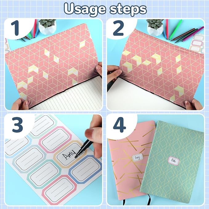 Jumbo Book Covers 7 Pack Reusable Fabric Book Cover Protective Books Covers 9 x 11 Inch Geometric Stretchable Books Sleeve Cover with Label Sticker for Most Hardcover Textbooks Up to 10 x 12.5 Inch