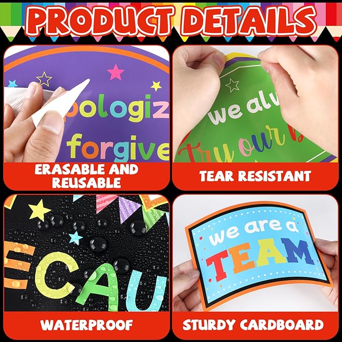 gisgfim Welcome Back to School Bulletin Board Decorations Set Amazing Things Happen Here Classroom Colorful Paper Cutouts Motivational Pencil Bulletin Board Borders Decor for Nursery Chalkboard Wall