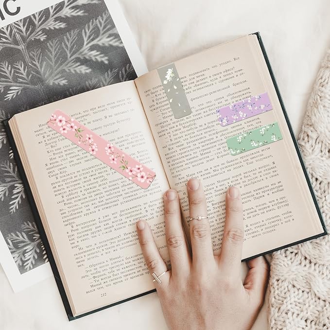 Hooqict 48 Pcs Bookmarks, Magnetic Bookmarks for Women, 24 Styles Floral Book Markers Magnet Book Marks Page Clips for Teachers Students Reading Book Lovers Gifts