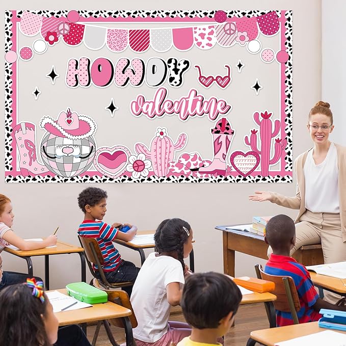 Justforjoyful Valentine's Day Bulletin Board Set Disco Bulletin Board Decorations Heart Cutouts Valentines Party Supplies Valentines Day Disco Ball Cutouts for School Classroom Chalkboard Wall Decor