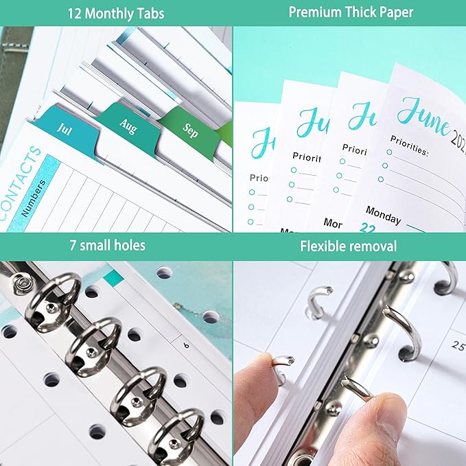 2026-2027 Planner Refills - Planner Refills 2026-2027, JUL 2026 - JUN 2027, 5-1/2" x 8-1/4", A5 Planner Inserts, 26-27 Planner Weekly and Monthly with 7-Hole Punched, Colorful Tabs - Dreaming Moon
