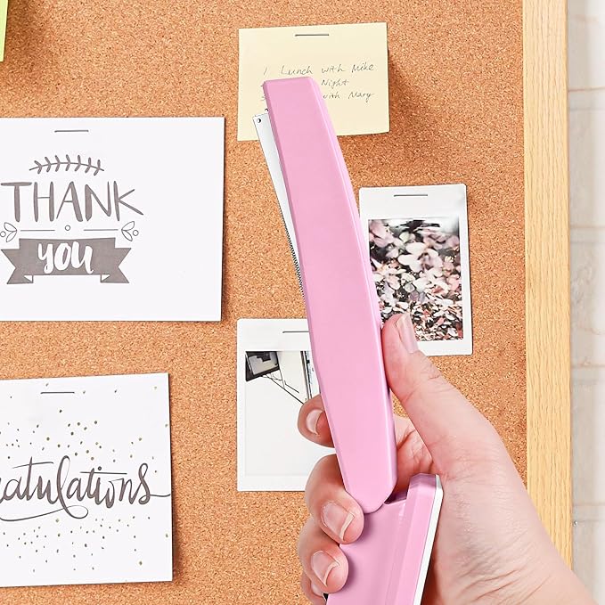 Stapler with 5000 Staples - Office Stapler, 25 Sheet Capacity, Staplers for Desk, Non-Slip, Pink