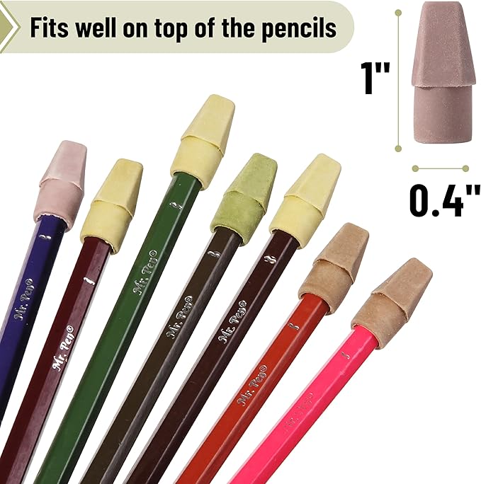 Mr. Pen- Pencil Erasers Toppers, 120 Pack, Colorful, Latex Free, No Smudge, Mr Pen Erasers for Pencils