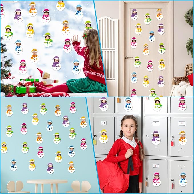 60Pcs Winter Snowman Paper Cutouts Winter Bulletin Board Decoration Colorful Snowman DIY Photo Craft Cutout Christmas Classroom Supplies for Teacher Student School Holiday Party Chalkboard Wall Decor