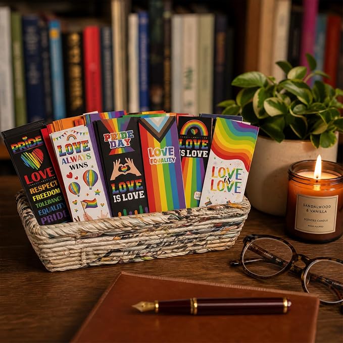 Pride Month Theme Bookmarks - 120PCS Pride Themed Bookmarks Love Equality Rainbow Bookmark Party Favors Supplies for Pride Day Gifts