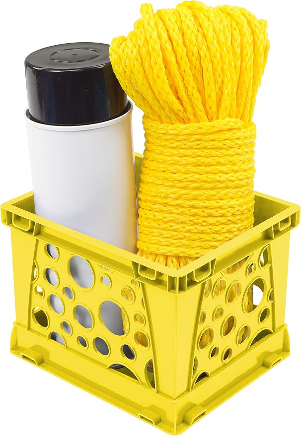 Storex Micro Crate, 6.75 x 5.8 x 4.8 Inches, Yellow, 18-Pack (63106U18C)