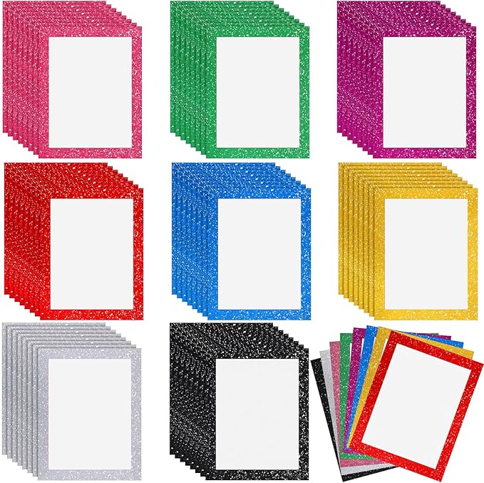 Glenmal 64 Pieces 11" x 14" Glitter Poster Board Glitter Frame Poster Board Cardstock Paper Colored Paper Shining Craft Cardstock for School Project Christmas Wedding Classroom Birthday DIY Craft