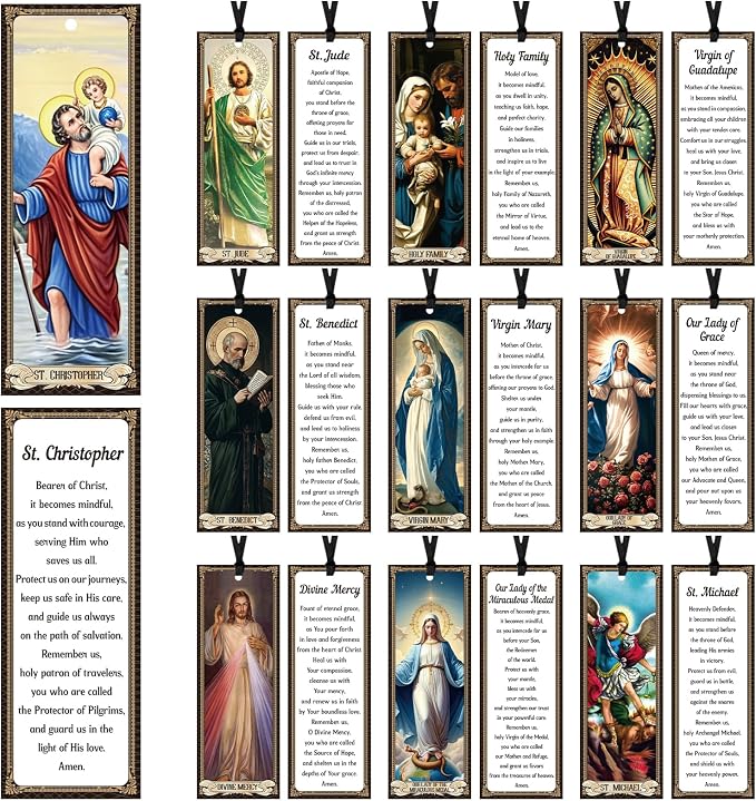 Wxiben Catholic Bible Bookmarks Gifts - 20Pcs Christian Religious Bookmarks Catholic Saints Prayer Book Marks Jesus Virgin Mary Book Markers for Women Men Book Lovers Students Teacher Sunday School
