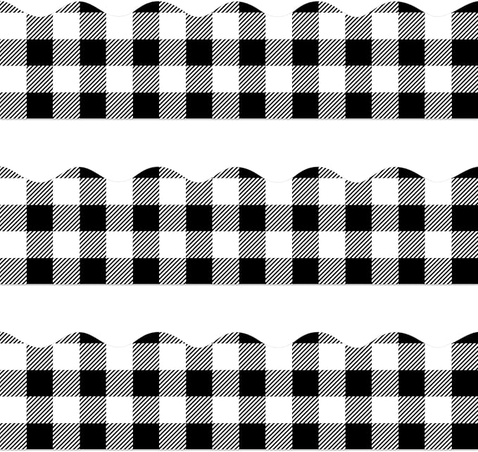 72 Feet Black White Buffalo Plaid Bulletin Board Border Trim for Back to School Christmas Holiday Classroom Offices Decoration