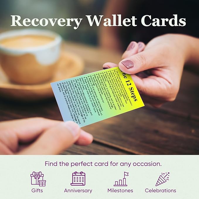 10 Pack Sobriety Cards for Wallet - AA 12 Step Recovery Gifts for Men & Women - Inspirational Sober Anniversary Assortment - Serenity Prayer Cards for Sponsors & Support Groups